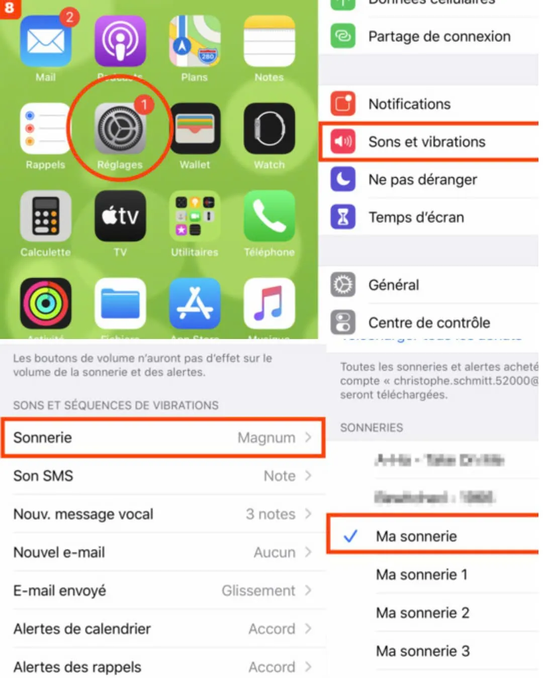 Vérifier et définir la sonnerie sur l’iPhone