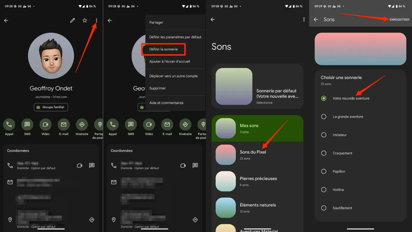 Comment attribuer une sonnerie a un contact