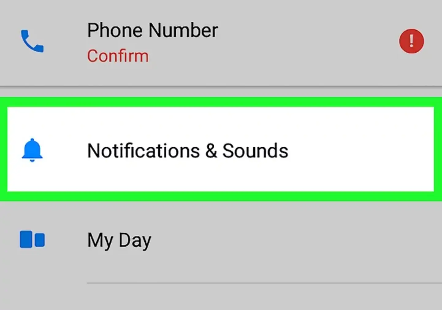 Ouvrir Notifications et sons