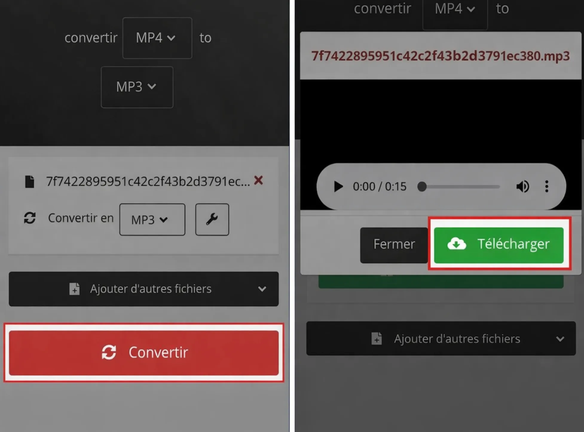 Cliquez ensuite sur Convertir pour lancer la conversion.