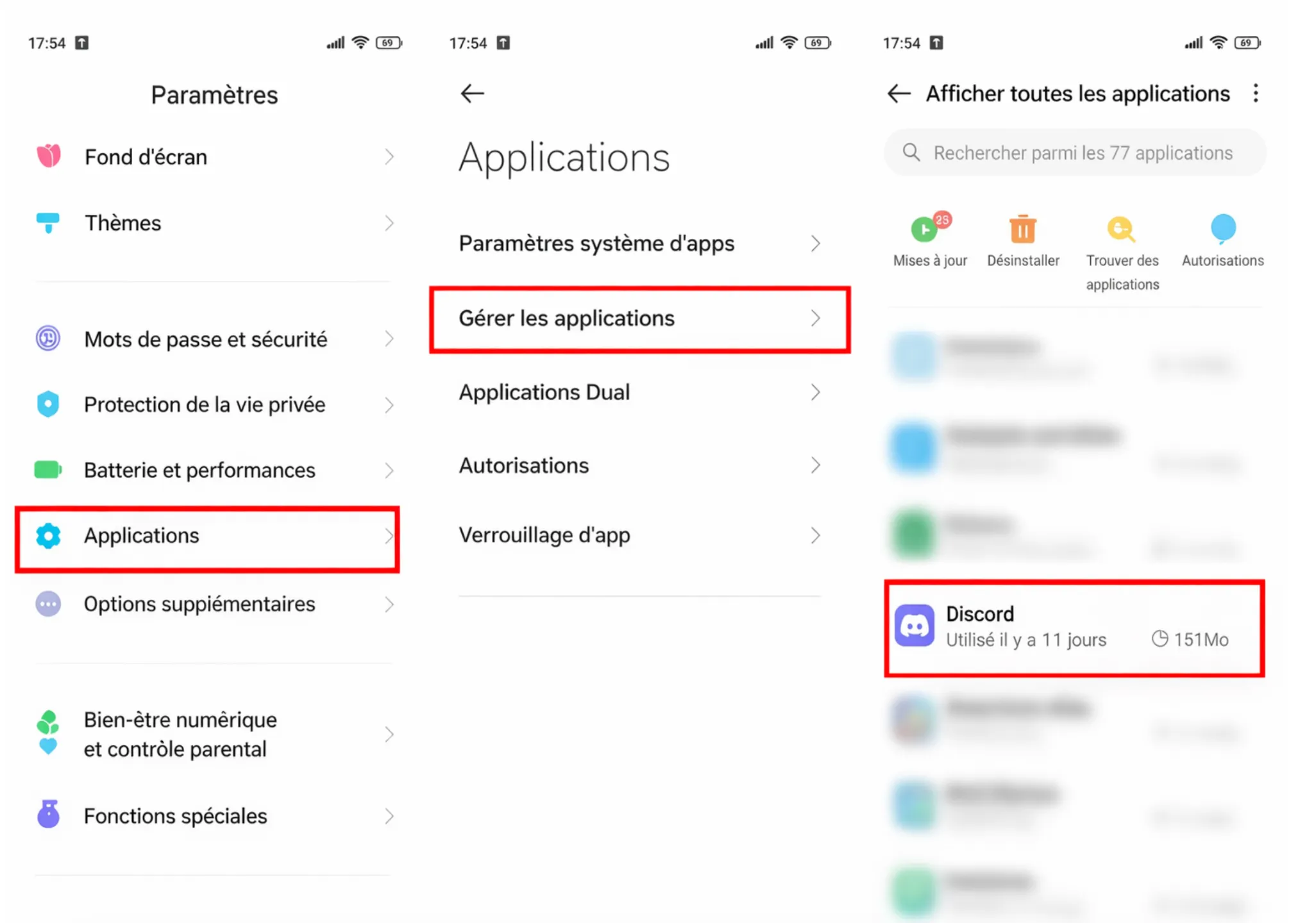 Étape 1 : Accéder au gestionnaire d’applications.