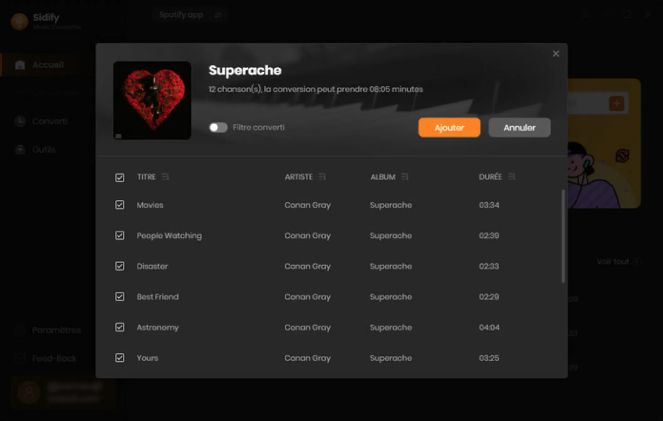 Étape 2 : Ajouter le morceau Spotify à convertir