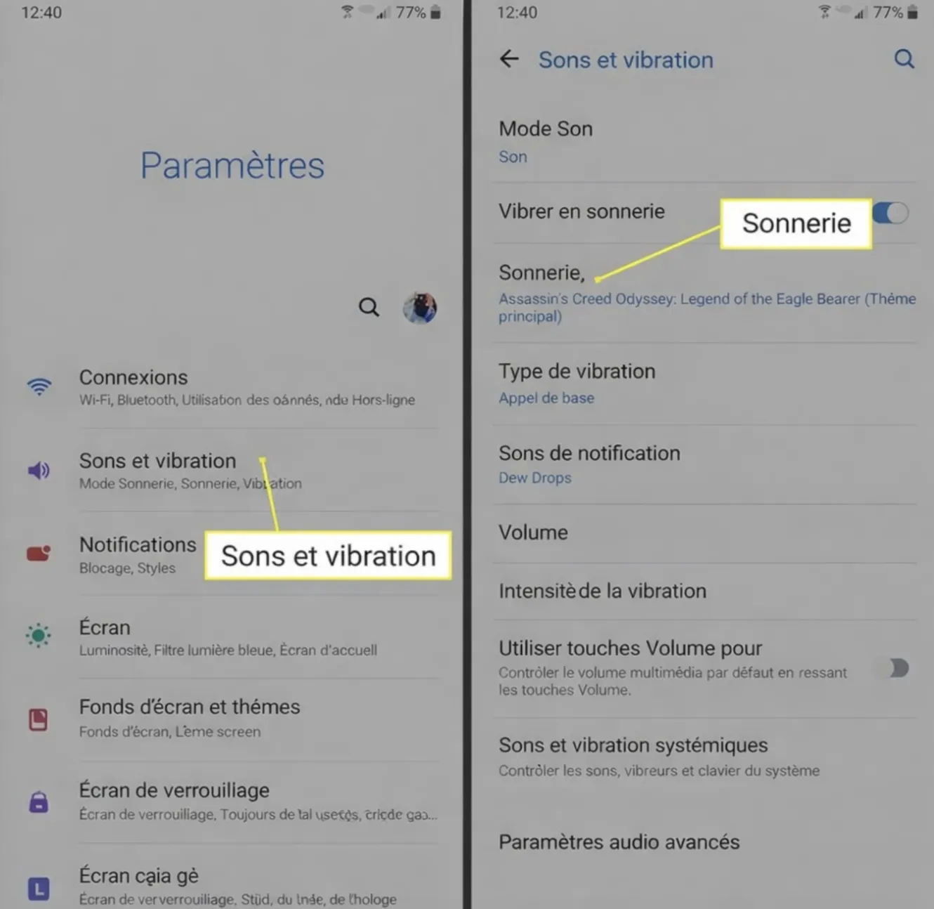 Étape 2 : Ouvrir les réglages audio