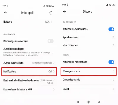 Étape 2 : Sélectionner le type de notification à modifier.