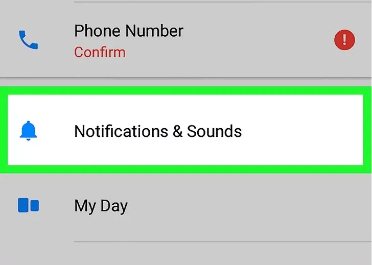 Étape 3 : Sélectionner « Sons et notifications »