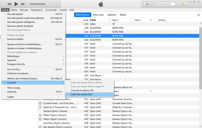 Étapes à suivre avec iTunes