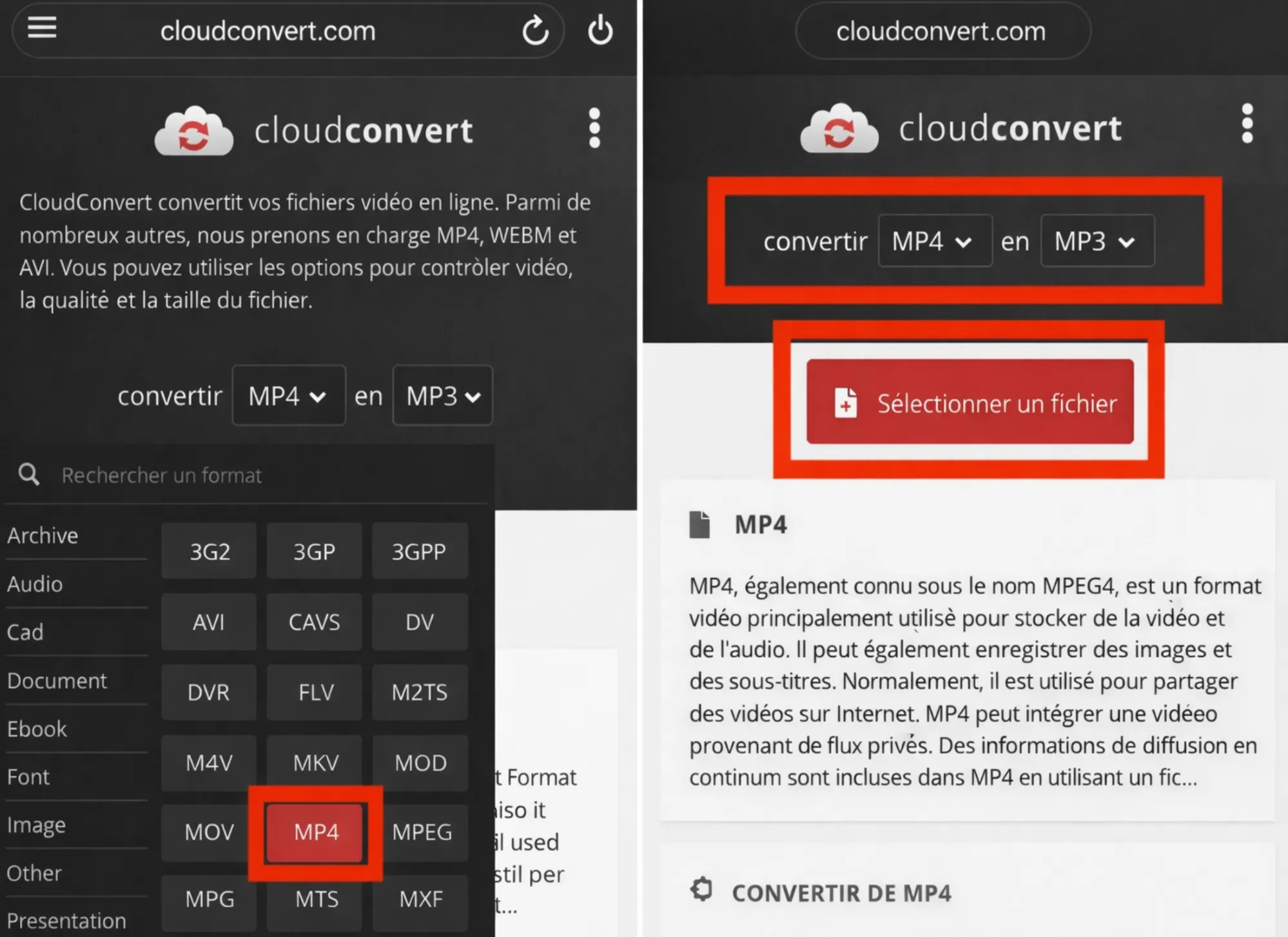 Sur la page principale, choisissez le format d’origine MP4 dans la section Convert